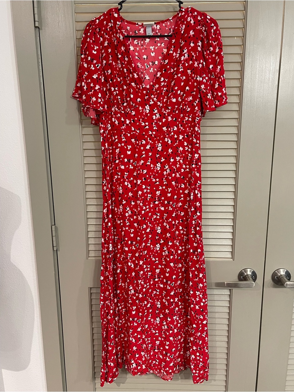 A New Day Red Floral V-Neck Dress